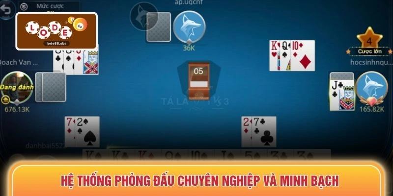 Hệ thống phòng đấu chuyên nghiệp và minh bạch